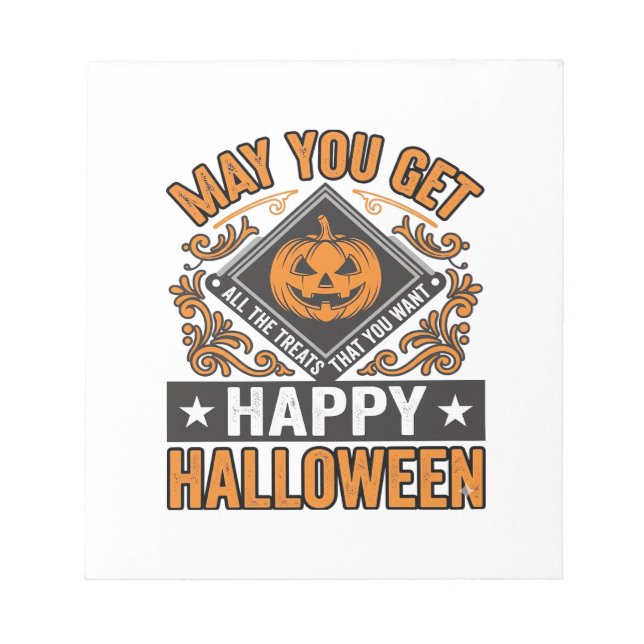 Glad Halloween Pumpa Behandlingar Vintage Anteckningsblock (Framsida)