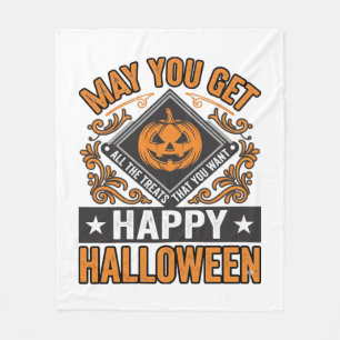 Glad Halloween Pumpa Behandlingar Vintage Fleecefilt