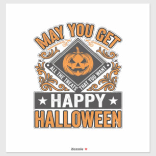 Glad Halloween Pumpa Behandlingar Vintage Klistermärken