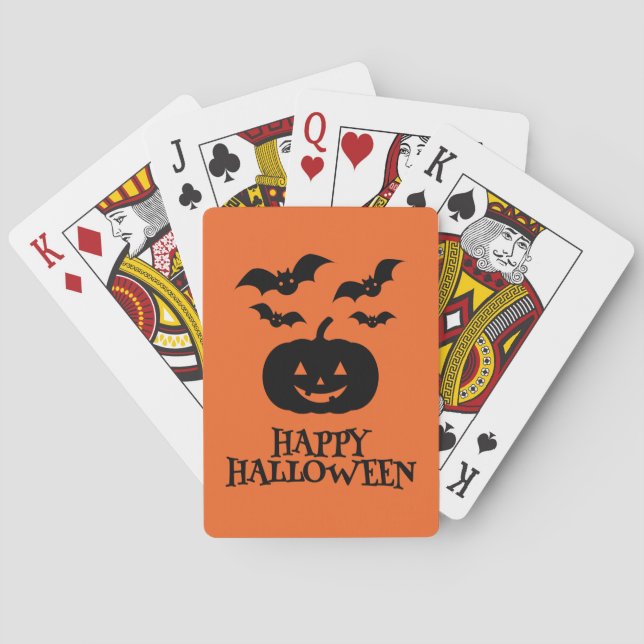 Glad Halloween Pumpa Fladdermus Minimal Casinokort (Baksidan)