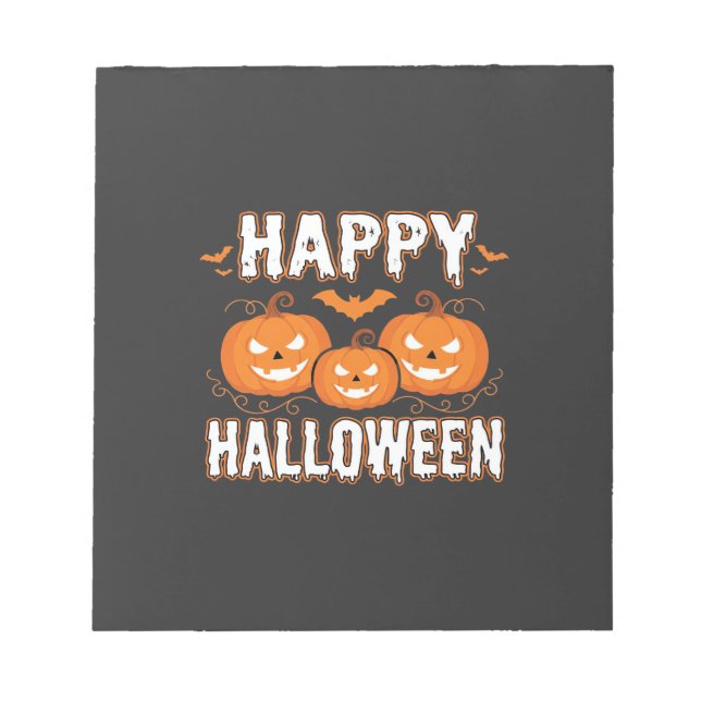 Glad Halloween Pumpa Fladdermus Vektor Anteckningsblock (Framsida)