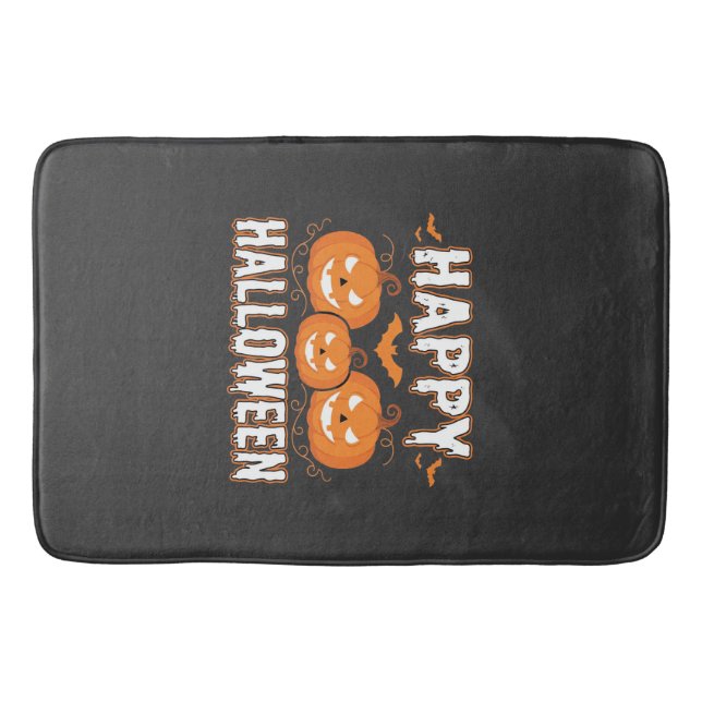 Glad Halloween Pumpa Fladdermus Vektor Badrumsmatta (Framsidan)