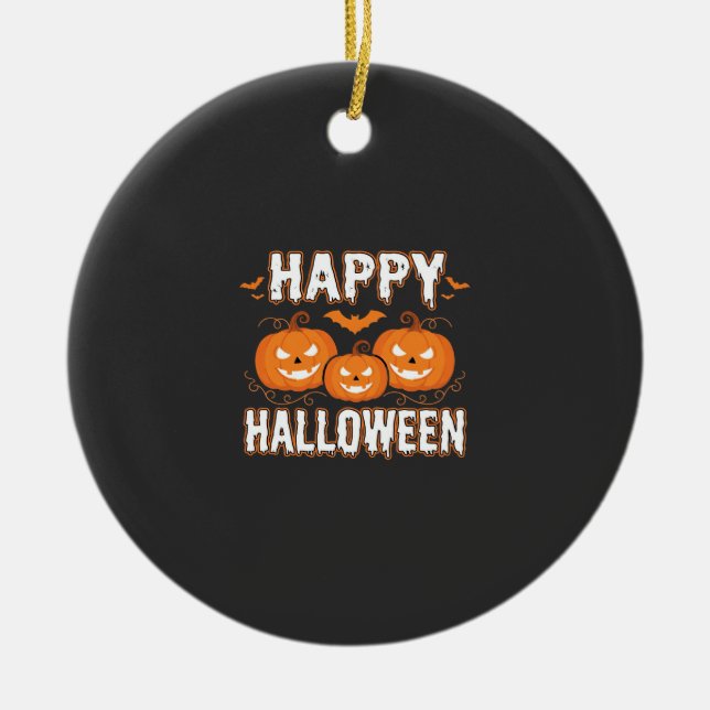 Glad Halloween Pumpa Fladdermus Vektor Julgransprydnad Keramik (Framsidan)