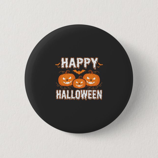 Glad Halloween Pumpa Fladdermus Vektor Knapp (Framsida)