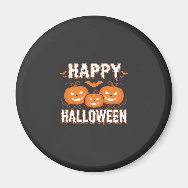 Glad Halloween Pumpa Fladdermus Vektor Magnet (Framsidan)