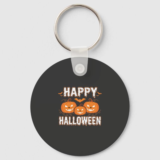 Glad Halloween Pumpa Fladdermus Vektor Nyckelring (Framsida)