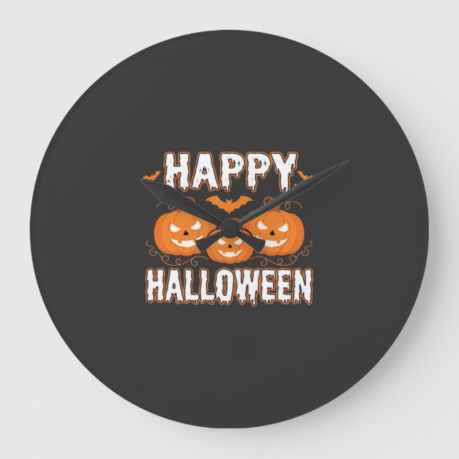 Glad Halloween Pumpa Fladdermus Vektor Stor Klocka (Framsida)