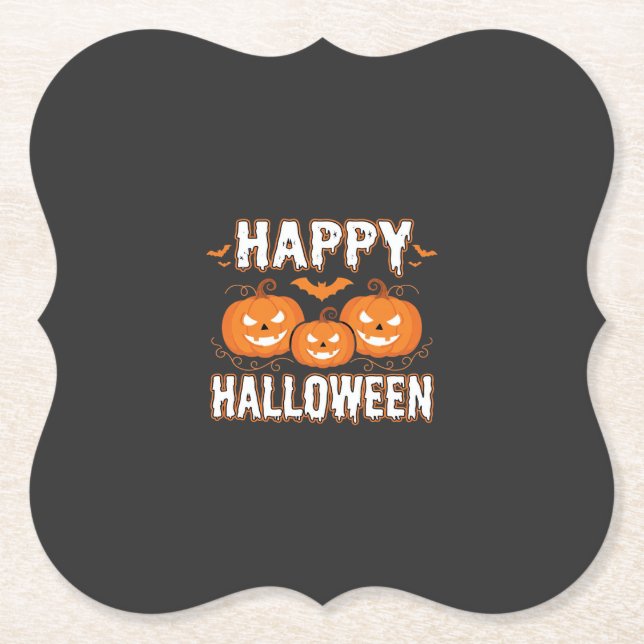 Glad Halloween Pumpa Fladdermus Vektor Underlägg Papper (Framsida)