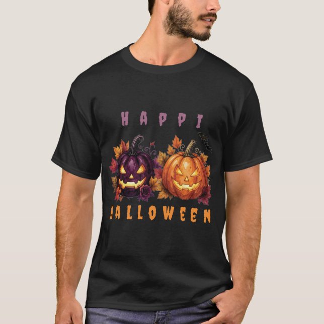 Glad Halloween Pumpa Gotisk Konst T Shirt (Framsida)