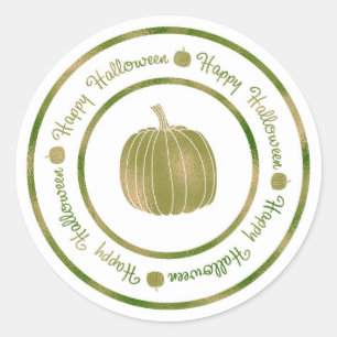 Glad Halloween & Pumpa Grön Glans Trendig Runt Klistermärke