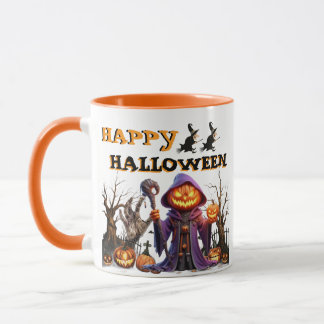 Glad Halloween Pumpa Häxa Kaffe Mugg