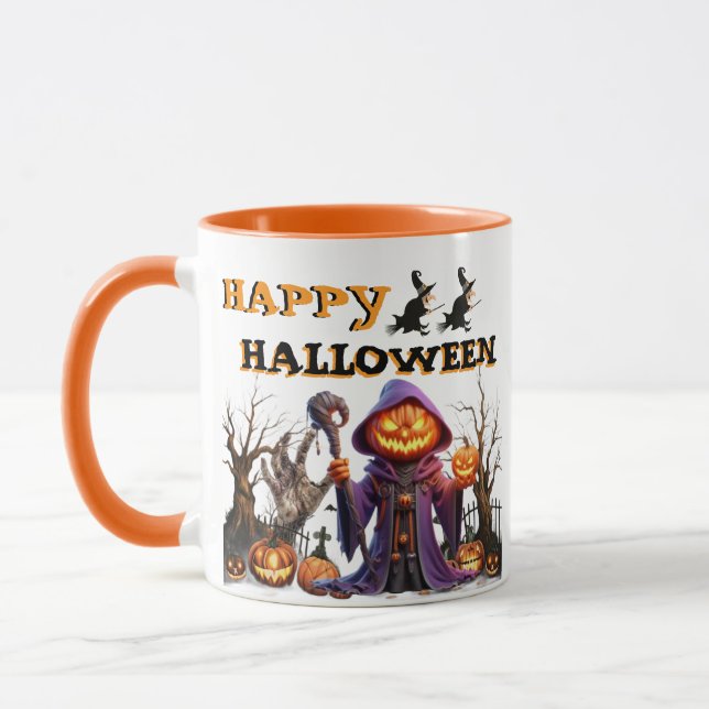 Glad Halloween Pumpa Häxa Kaffe Mugg (Vänster)