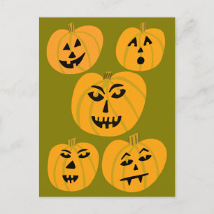 GLAD HALLOWEEN Pumpa Jack-O-Lyktor Vykort