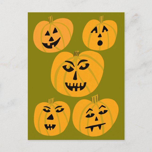 GLAD HALLOWEEN Pumpa Jack-O-Lyktor Vykort (Framsida)