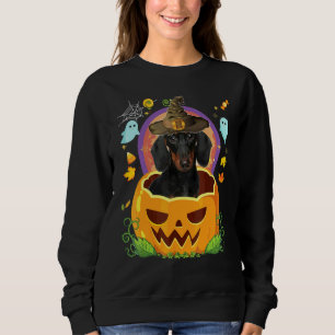 Glad Halloween Pumpa Liten Dachshund Hund Häxa Söt T Shirt