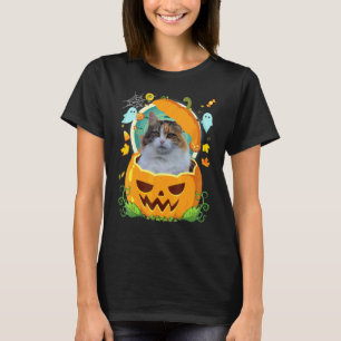 Glad Halloween Pumpa Manx Katt Häxa Söt Hatt  H T Shirt