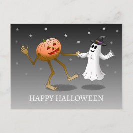Glad Halloween Pumpa och Spöke Vykort