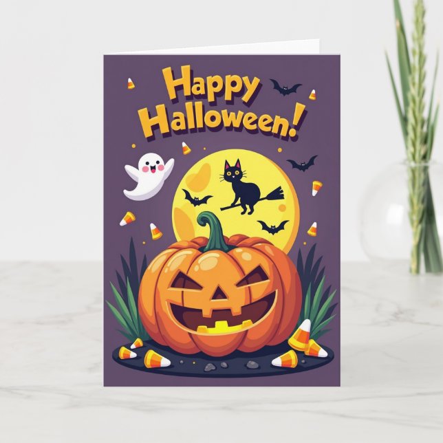 Glad Halloween Pumpa Roligt Kort (Framsida)