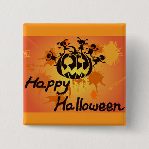 Glad Halloween Pumpa Silhuett Illustration Knapp