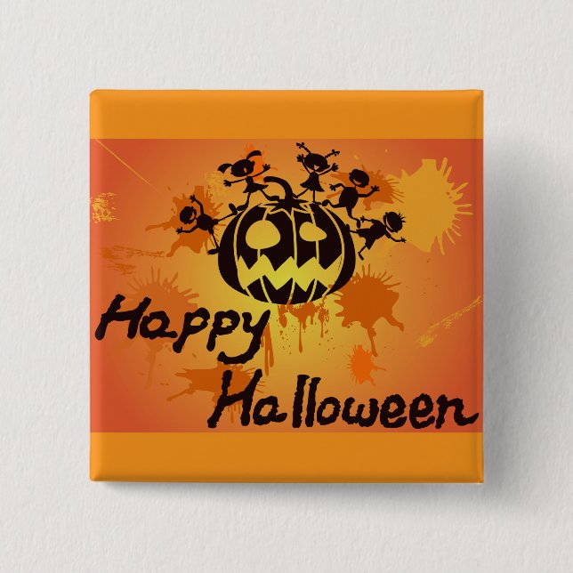 Glad Halloween Pumpa Silhuett Illustration Knapp (Framsida)
