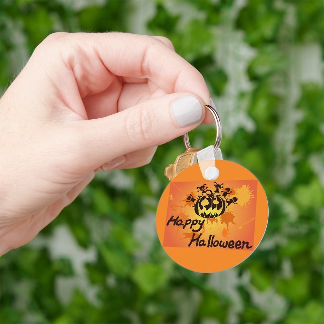 Glad Halloween Pumpa Silhuett Illustration Nyckelring (Skapare uppladdad)