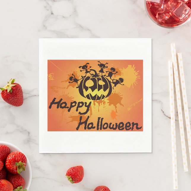 Glad Halloween Pumpa Silhuett Illustration Pappersservett (Skapare uppladdad)