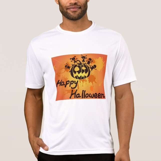 Glad Halloween Pumpa Silhuett Illustration T Shirt (Framsida)