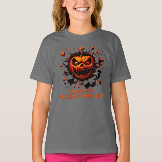 Glad Halloween Pumpa Smulor Genom T-Shirt (Framsida)