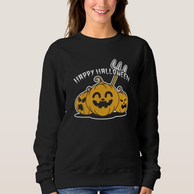 Glad Halloween Pumpa T Shirt (Framsida)