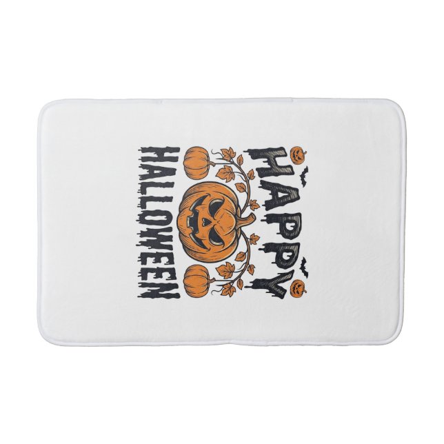 Glad Halloween Pumpa Vintage Gravyr Design_1 Badrumsmatta (Framsidan)