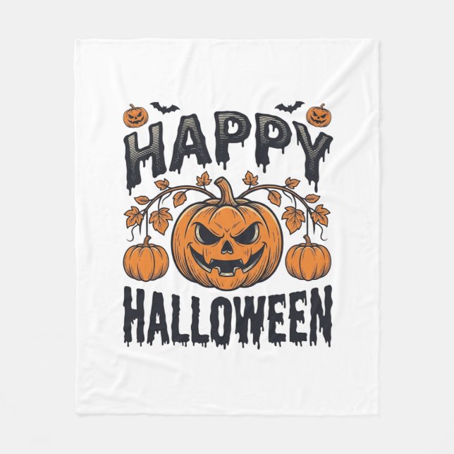 Glad Halloween Pumpa Vintage Gravyr Design_1 Fleecefilt (Framsidan)