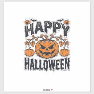Glad Halloween Pumpa Vintage Gravyr Design_1 Klistermärken