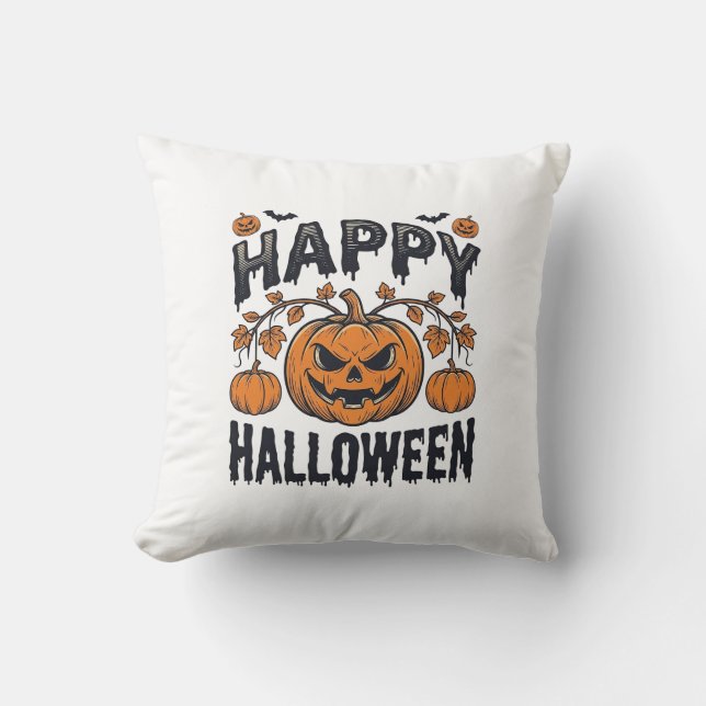 Glad Halloween Pumpa Vintage Gravyr Design_1 Kudde (Framsida)
