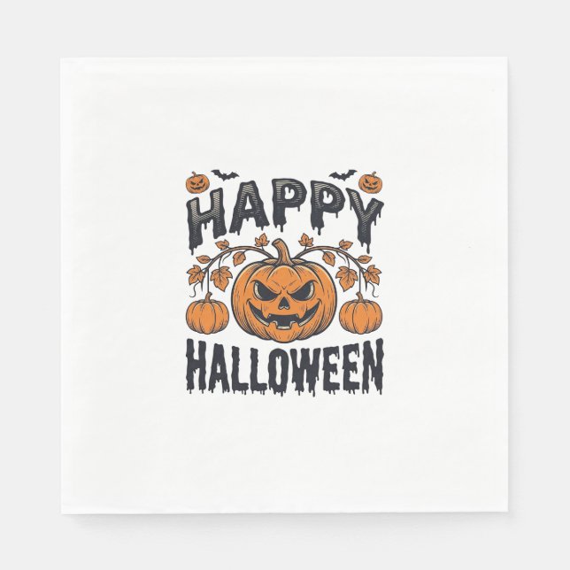 Glad Halloween Pumpa Vintage Gravyr Design_1 Pappersservett (Framsidan)