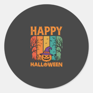 Glad Halloween Pumpa Vintage Vektor Runt Klistermärke