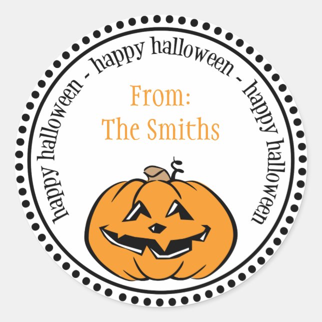 Glad Halloween-pumpdockans etiketter (Framsida)