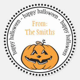 Glad Halloween-pumpdockans etiketter