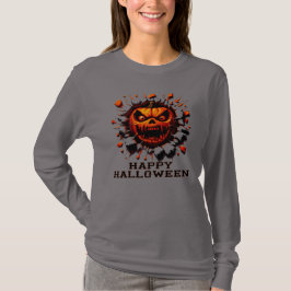 Glad Halloween Pumpor Smashing Genom T-Shirt