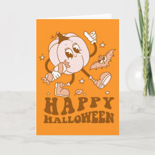 Glad Halloween  Retro prickig pumpa Kort