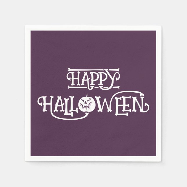 'Glad Halloween' Rik Djup Plommon Festlig  Pappersservett (Framsidan)