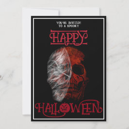 Glad Halloween Röd Skalle Svart Vit Inbjudningar