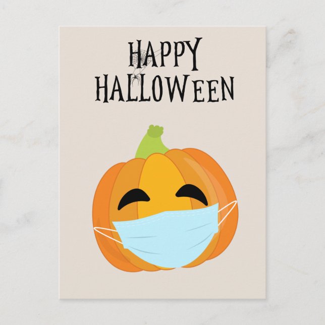 Glad Halloween Rolig 2020 Pumpa Ansiktsmask Vykort (Framsida)