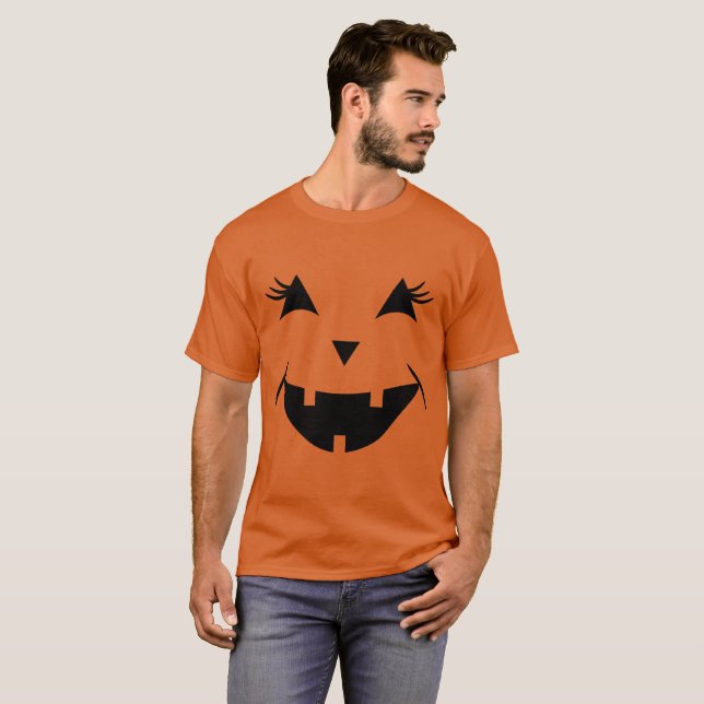 glad halloween rolig cool pumpa t shirt (Hel framsida)