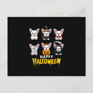 Glad Halloween Roliga Hundkostymer Söt Bulldog Helg Vykort