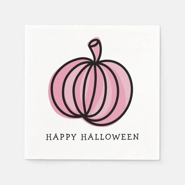 Glad Halloween Rosa Pumpa Pappersservett (Framsidan)