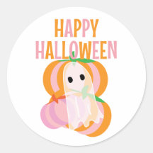 Glad Halloween rosa pumpor och en spöke