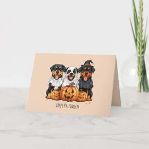 Glad Halloween Rottweiler Hundar Jack O Lantern Helgkort