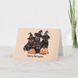 Glad Halloween Rottweiler Hundar Jack O Lantern Helgkort