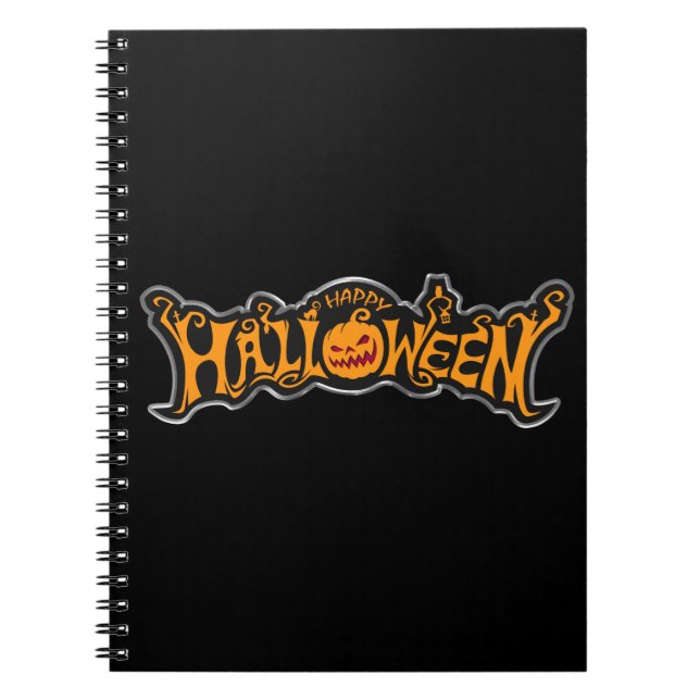 Glad Halloween Ruby Eye Pumpkin Silver Ram Anteckningsbok (Framsidan)