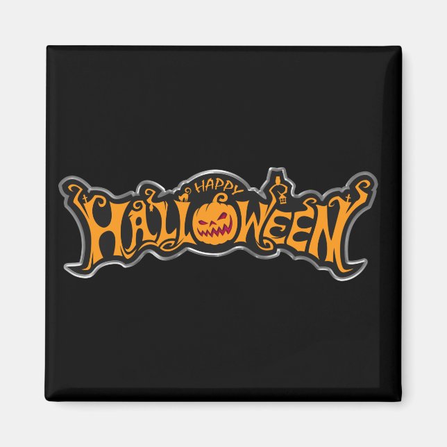Glad Halloween Ruby Eye Pumpkin Silver Ram Magnet (Framsidan)